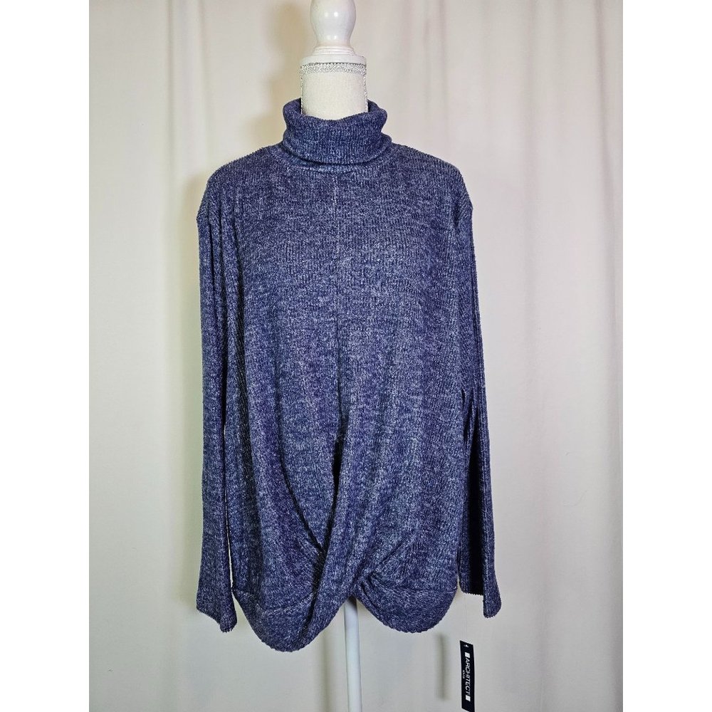 Architect Women's Tunic Sweater Size 1X Turtleneck Wrap Waistline Purple